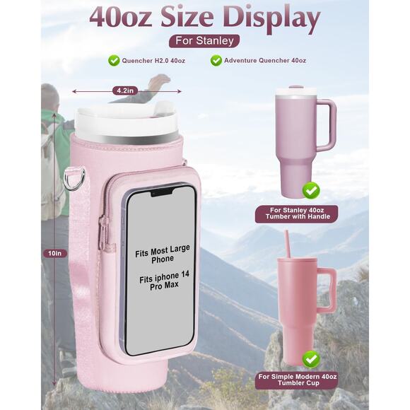 Water Bottle Carrier Holder Pouch with Touchable Screen Phone Pocket - Picture 2 of 5